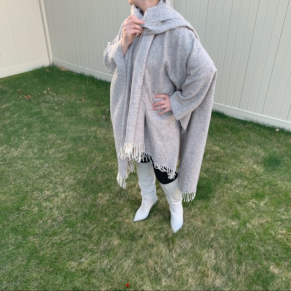 Clifford & Wills Poncho/Cape with Tie Scarf & Fringe